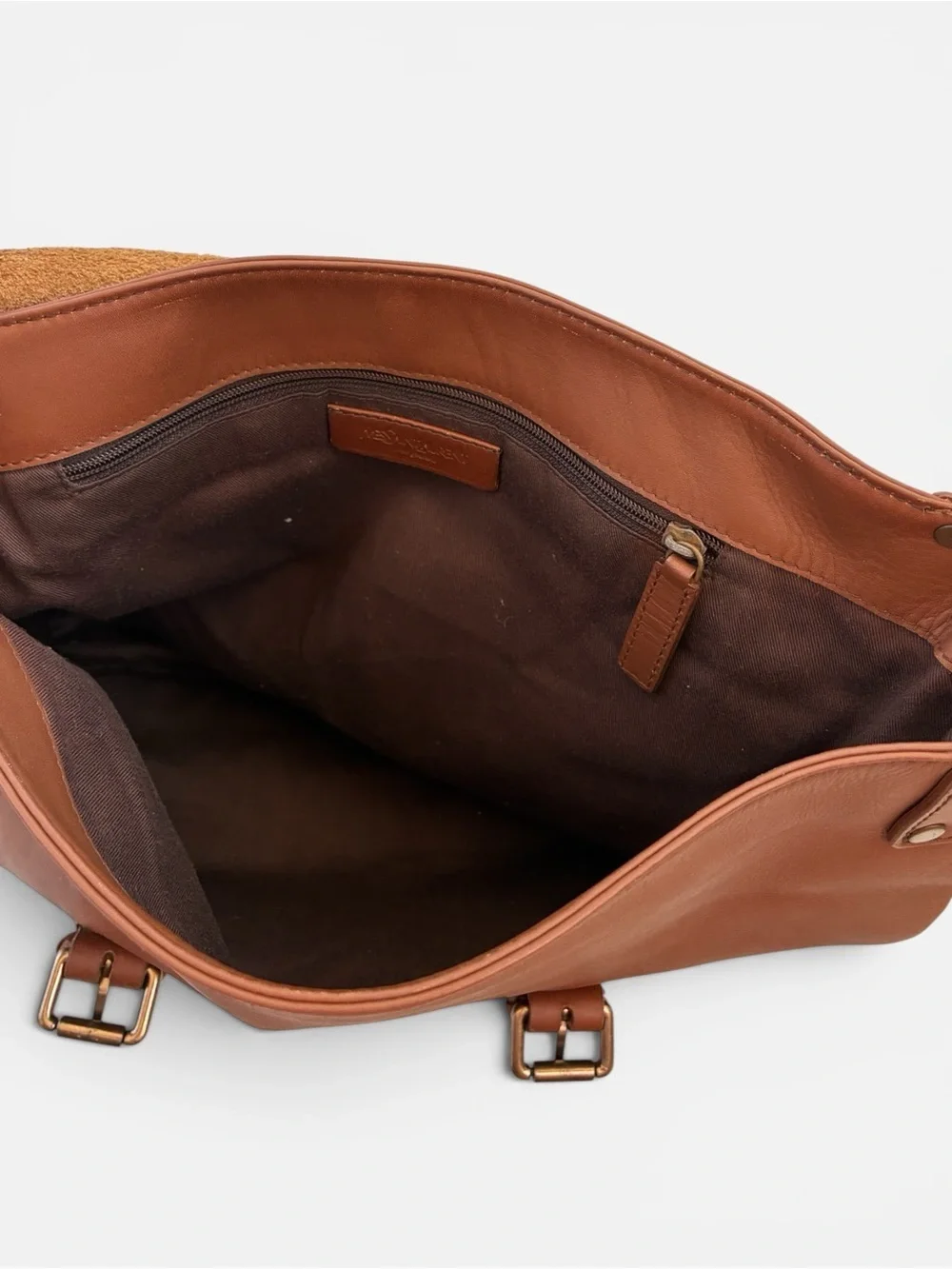 Yves Saint Laurent YSL Vintage Brown Leather Messenger Crossbody Bag